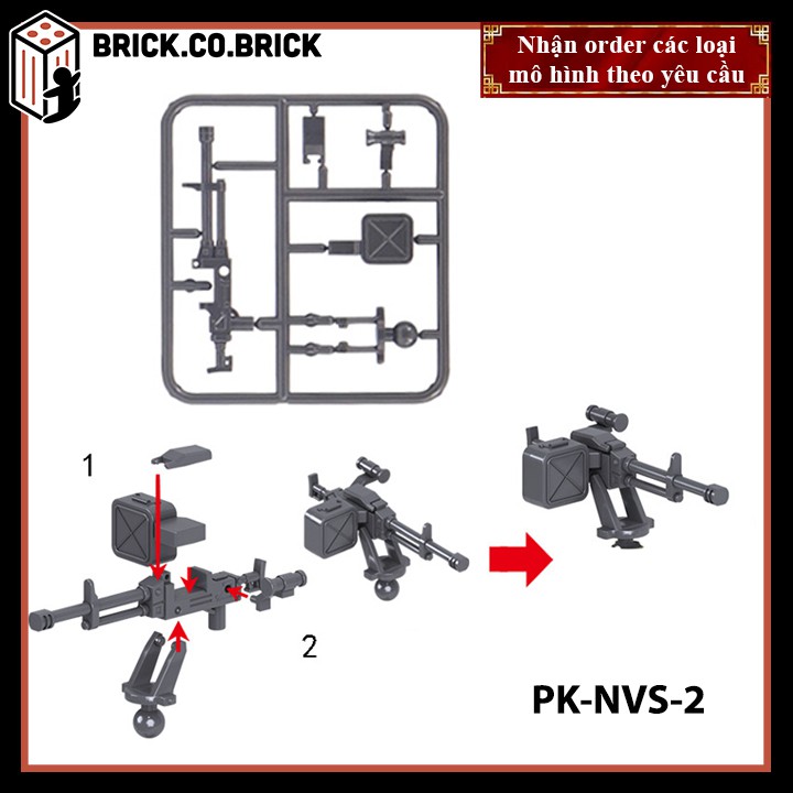 Phụ kiện MOC Army - Vũ khí Súng PK-NVS-2 Đầu xám - Đồ chơi lắp ráp minifig và non-lego mô hình trang trí quân đội