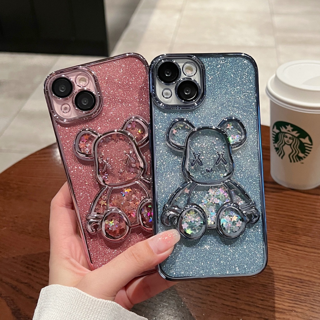 Ốp Điện Thoại iPhone 14 plus 13 12 11 14 Pro max case ốp lưng điện thoại i phone 14 promax Chống Sốc Mạ Điện Hình Gấu Violent 3D Cho ip 14 12 13 11 pro max