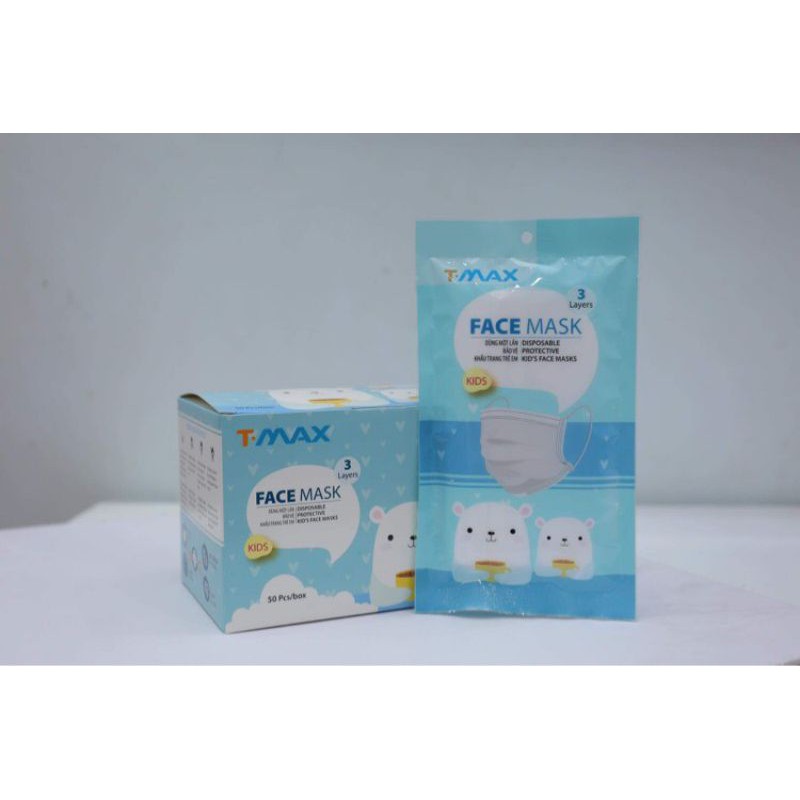 Khẩu trang y tế trẻ em Kháng khuẩn hộp(túi 10 cái 50 cái)