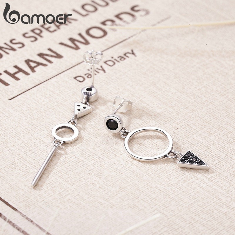 BAMOER Bông Tai HìNh HọC BạC 925 ThờI Trang