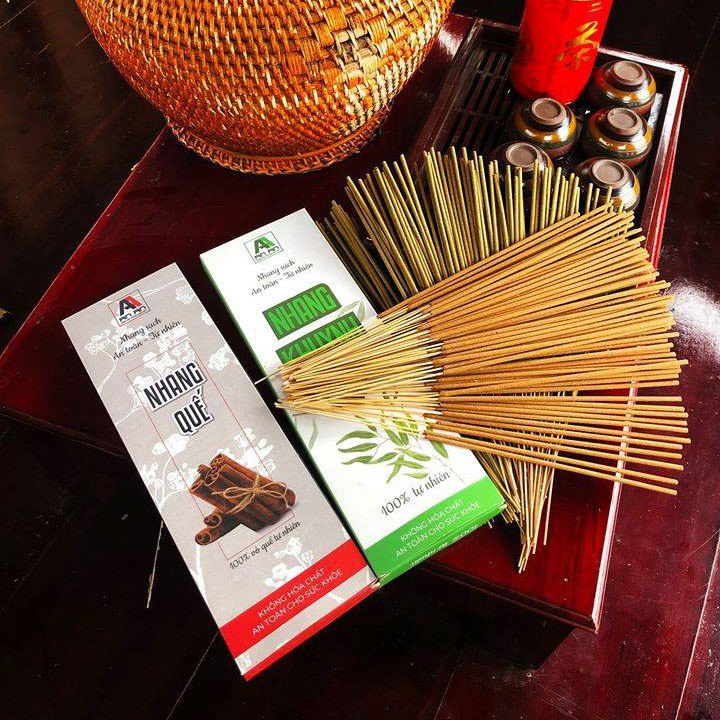 [Nhang 4 tấc] Nhang Quế &amp; Nhang Khuynh Diệp An An - nhang sạch 100% làm từ thảo mộc thiên nhiên đã được kiểm định