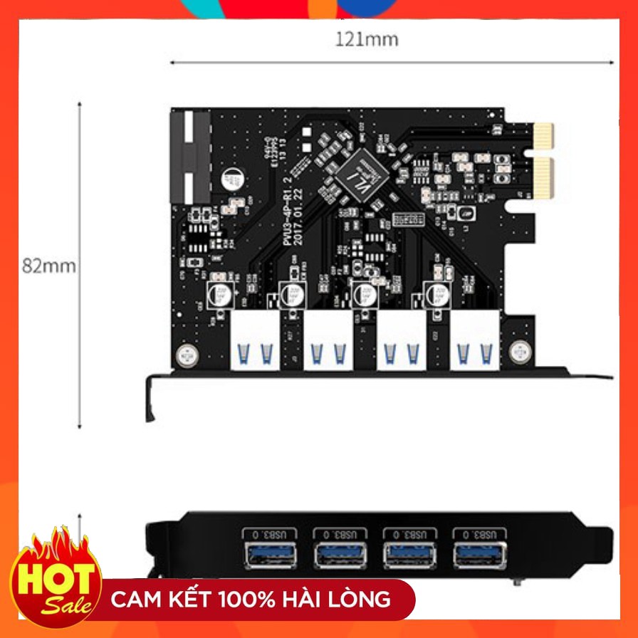 Card chuyển cổng PCIe ra USB 3.0 1 ra 4 cổng Orico PVU3-4P-V1