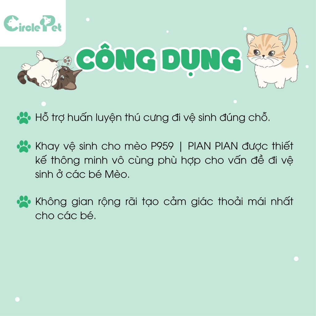 Khay Vệ Sinh Cho Mèo Pian Pian Chất Liệu Nhựa Cao Cấp 3 Màu 50 x 39 x 16 cm - Circle Pet
