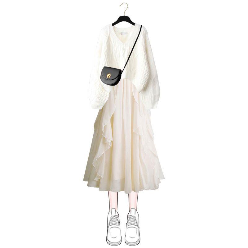 Set Đầm Len Hai Dây Dáng Ôm Phong Cách Phương Tây Thời Trang Thu Đông Hàng Mới 2022 Dành Cho Bạn Nữ