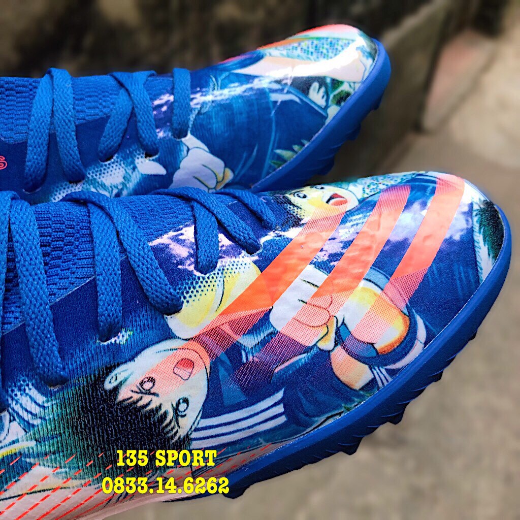 Giày Bóng Đá X Ghosted .3 TF Tsubasa - Xanh Hoàng Gia/Cam/Trắng