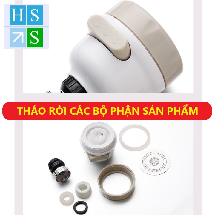 ĐẦU VÒI TĂNG ÁP 3 chế độ nước xoay 360 độ tăng áp lực nước lên 3 lần - Lắp vòi bồn rửa chén bát tiện lợi - HS Shop