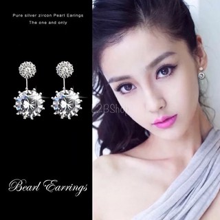 Bông Tai Bạc Ý S925 Hình Tròn Đính Đính Kim Cương Nhân Tạo BT28