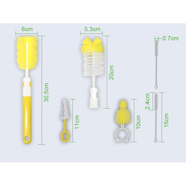 CÓ SẴN - Bộ cọ 6 món vệ sinh bình sữa ComelyBaby rữa sạch mọi chi tiết