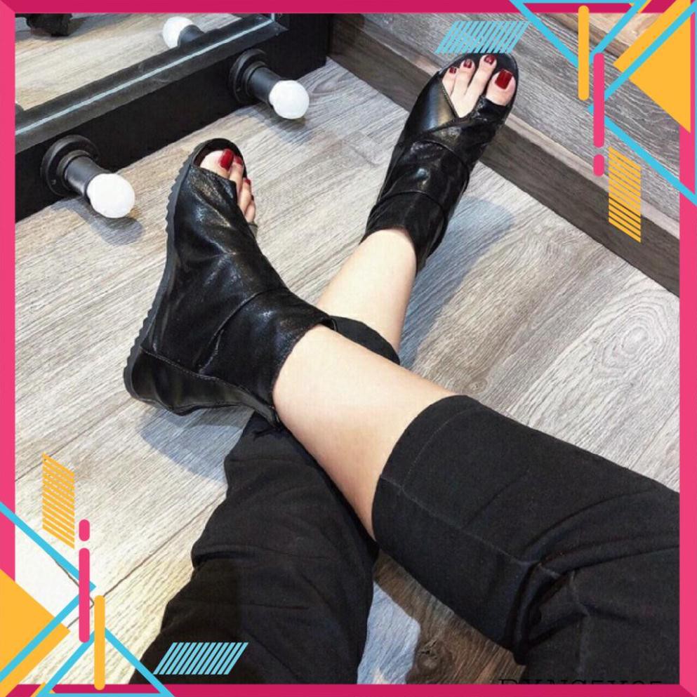 ODER Boot Nữ Xỏ Ngón Chất Da Phối Nhung mềm Cực Xinh (fullbox 756)