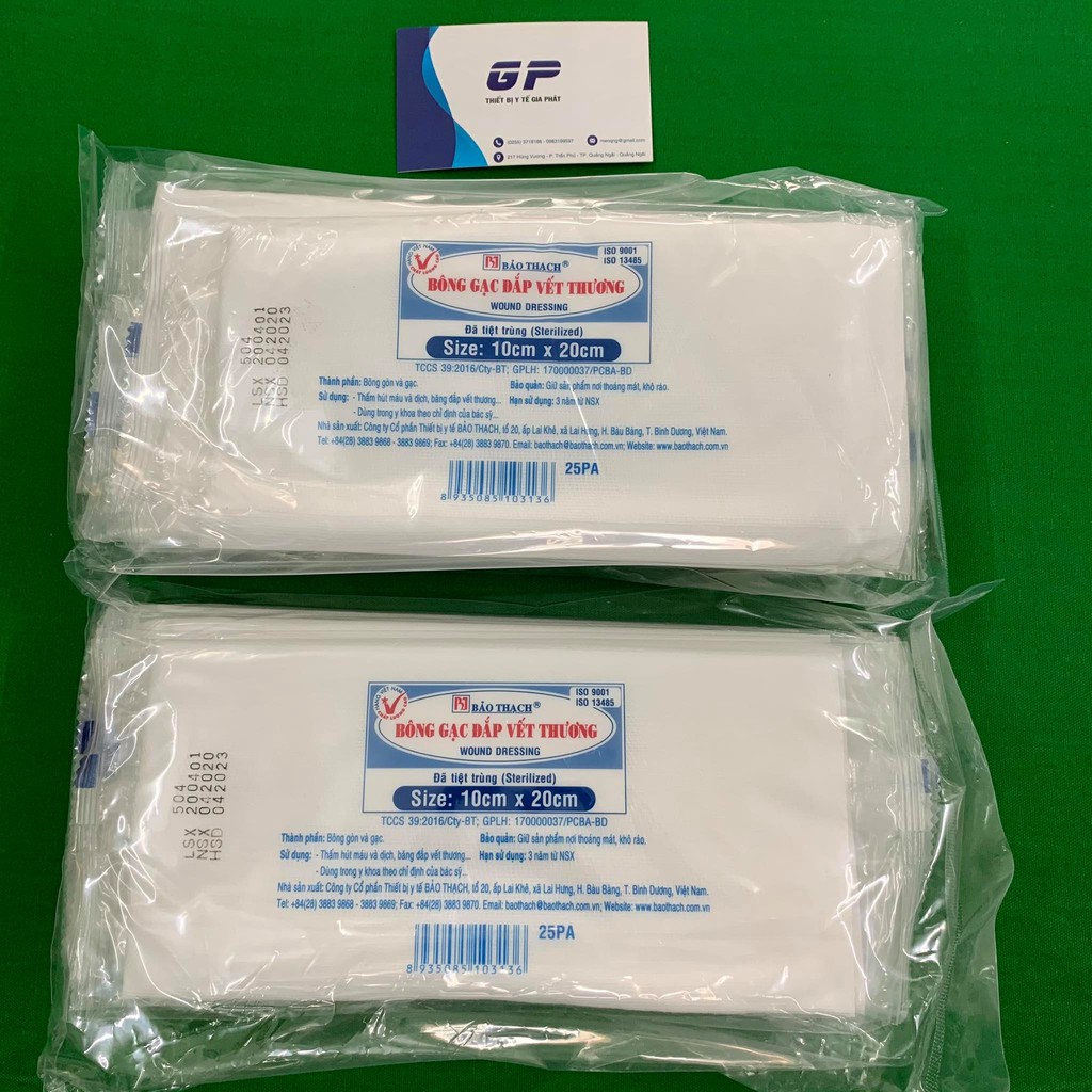BÔNG GẠC ĐẮP VẾT THƯƠNG Y TẾ 10X20CM BẢO THẠCH  DATE LUÔN MỚI NHẤT