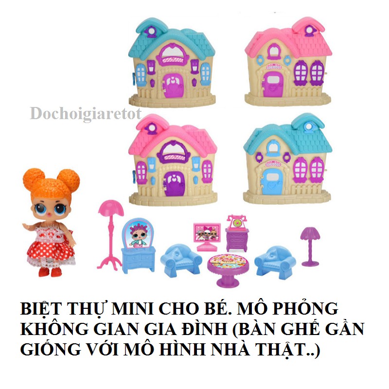 Đồ Chơi mô phỏng biệt thự búp bê , ngôi nhà mini, ngôi nhà hồng nhỏ cho bé yêu