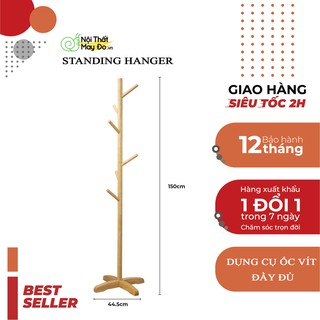 Cây treo quần áo standing hanger - thanh móc đồ gỗ tự nhiên - nội thất may đo - homestay