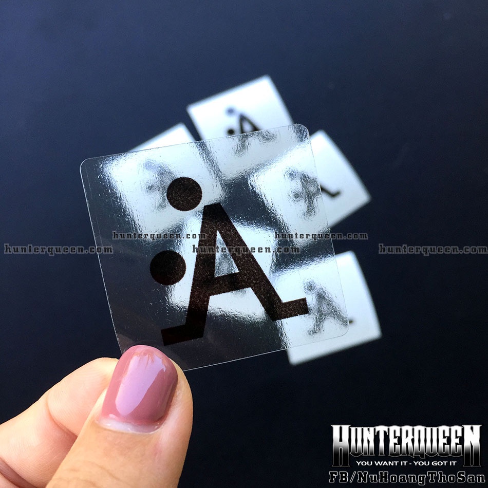 Combo 4 logo chữ AA [4 x 4cm] bựa nhân trong suốt xuyên thấu. Decal cao cấp chống nước không bay màu