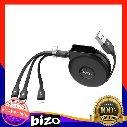 [CÁP RÚT - CAO CẤP] Dây sạc nhanh 3 đầu rút gọn Chính hãng HOCO U50, X78