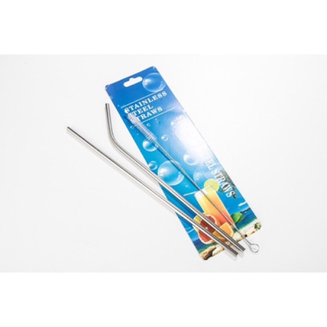 Bộ 2 ống hút inox đủ loại kèm 1 cọ rửa