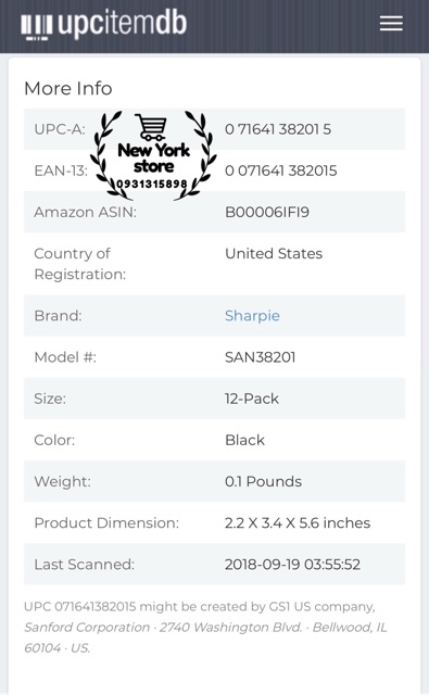 Bút Sharpie màu đen USA đầu Fine