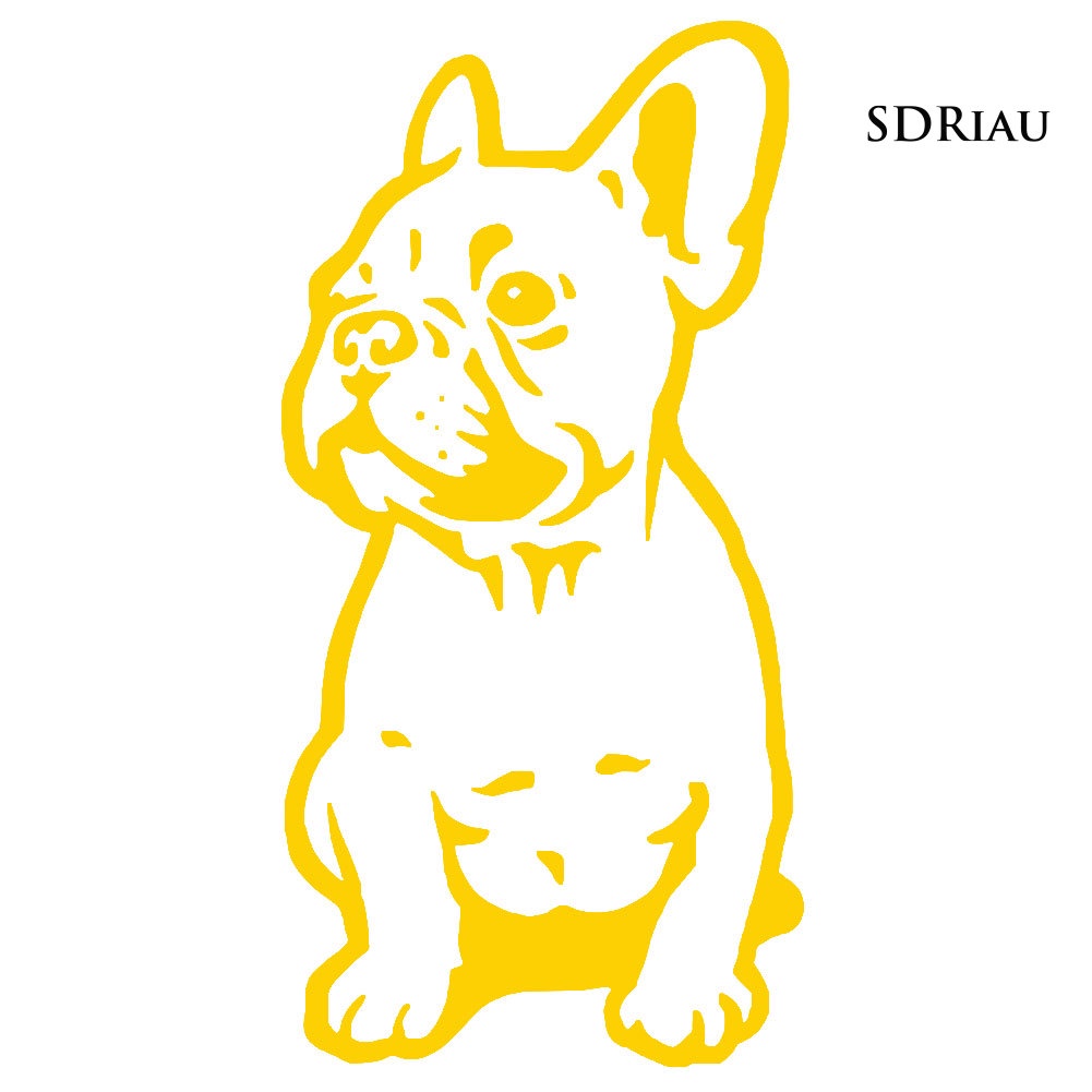 Miếng dán phản quang hình cún bull vui nhộn trang trí xe hơi