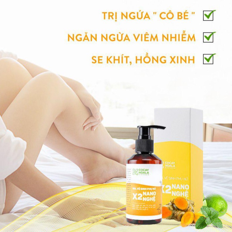 Dung Dịch Vệ Sinh Phụ Nữ Trị Viêm Ngứa X2 Nano Nghệ Cocayhoala 150ml