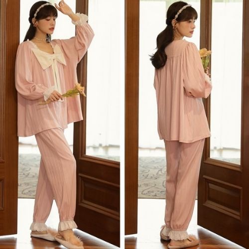 bộ đồ thu đông nữ dệt kim bông Cao Cấp phong cách công chúa tiểu thư cực kì dễ thương ngọt ngào không gây kích ứng da | BigBuy360 - bigbuy360.vn