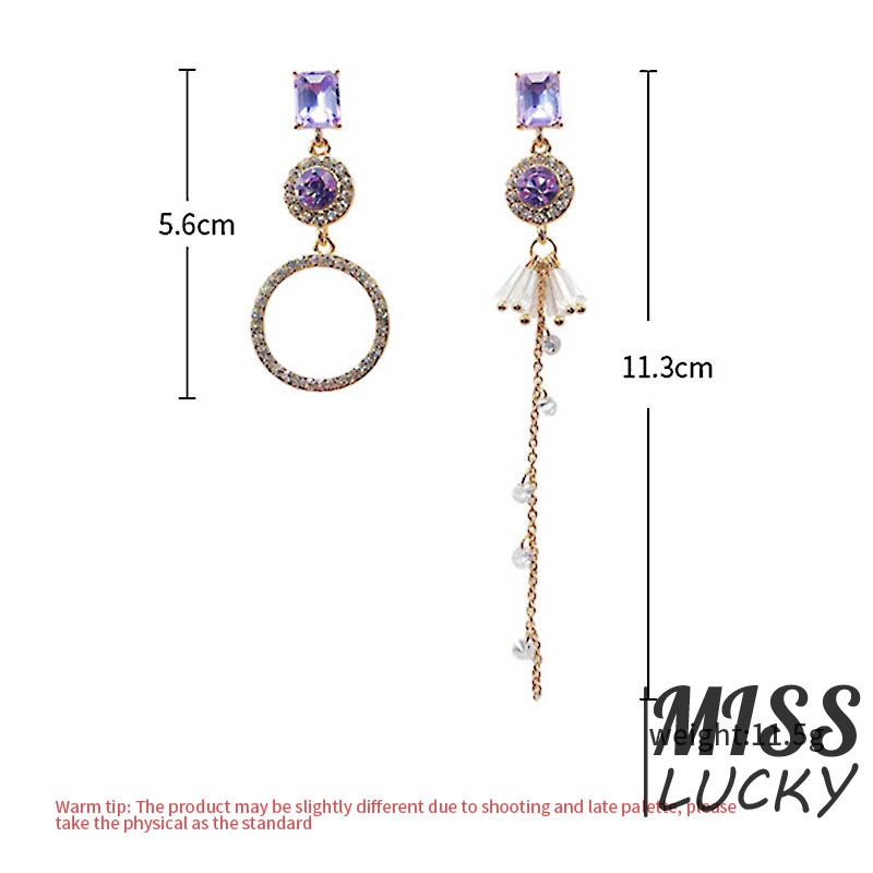 Khuyên tai đính đá không đối xứng thiết kế thời trang cho nữ