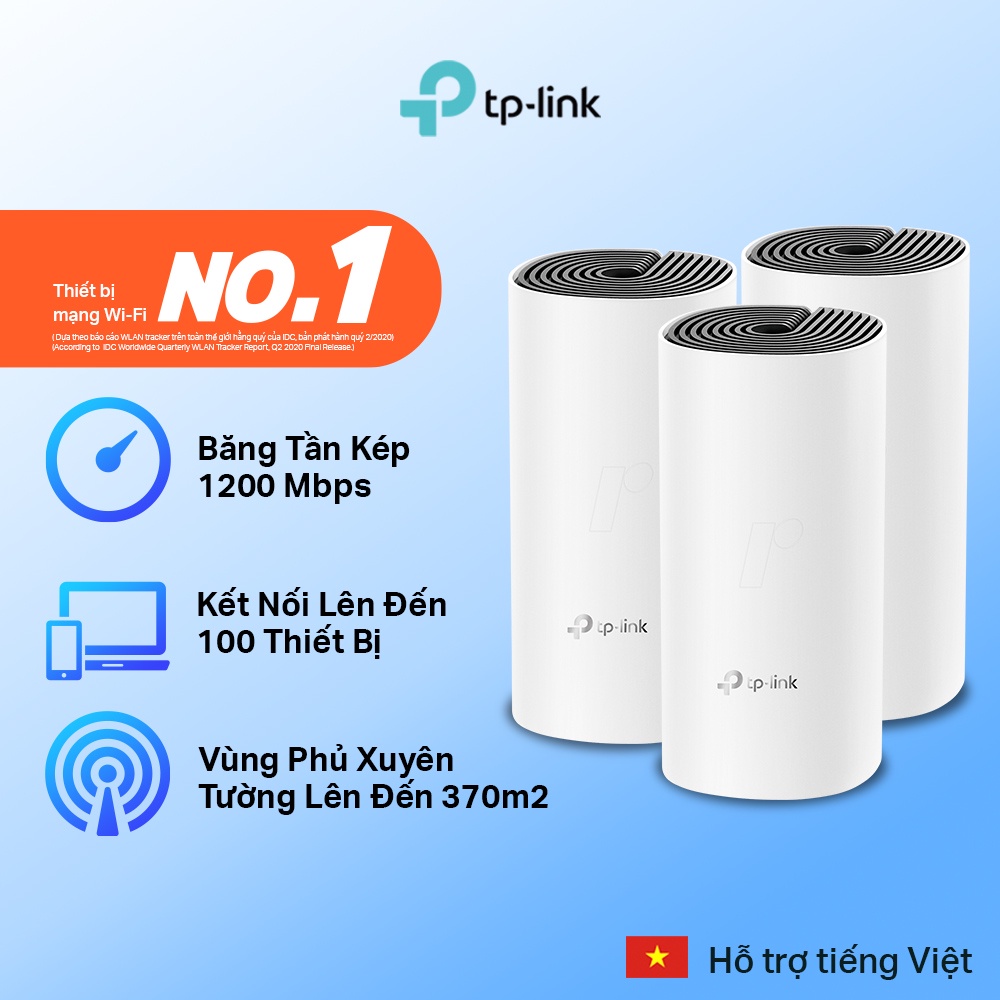 Bộ phát Wi-Fi Mesh Cho Gia Đình Tplink Deco E4 AC1200  - Hàng chính hãng