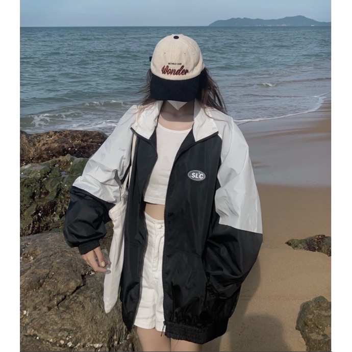Áo khoác gió nam nữ 2 màu SLC in trước sau siêu hot