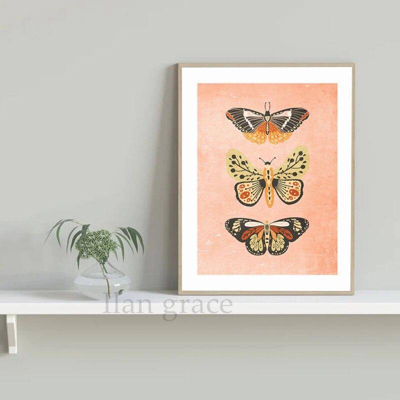 Tranh Vải Bạt Treo Tường In Hình Bươm Bướm Cổ Điển Trang Trí Nhà Cửa