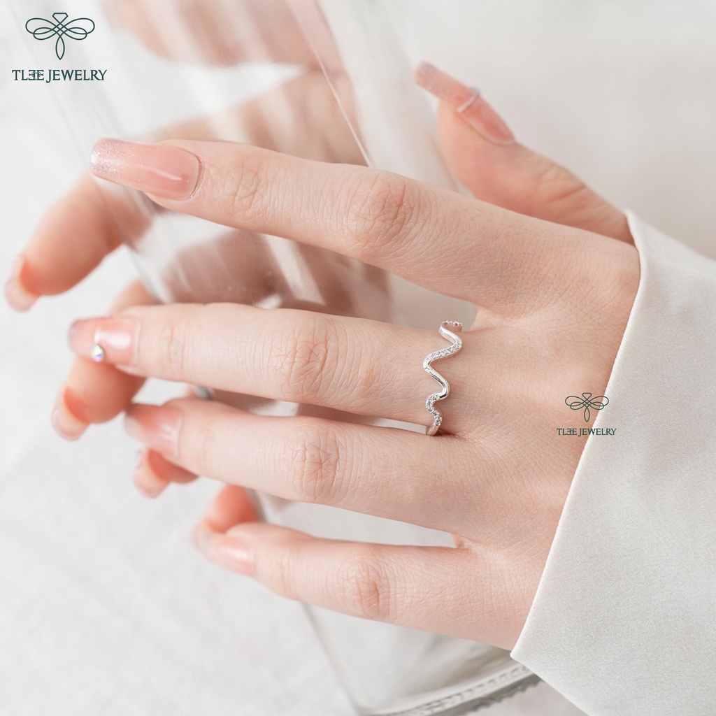 Nhẫn bạc nữ TLEE sóng nhịp tim đính đá sang trọng TleeJewelry A0189