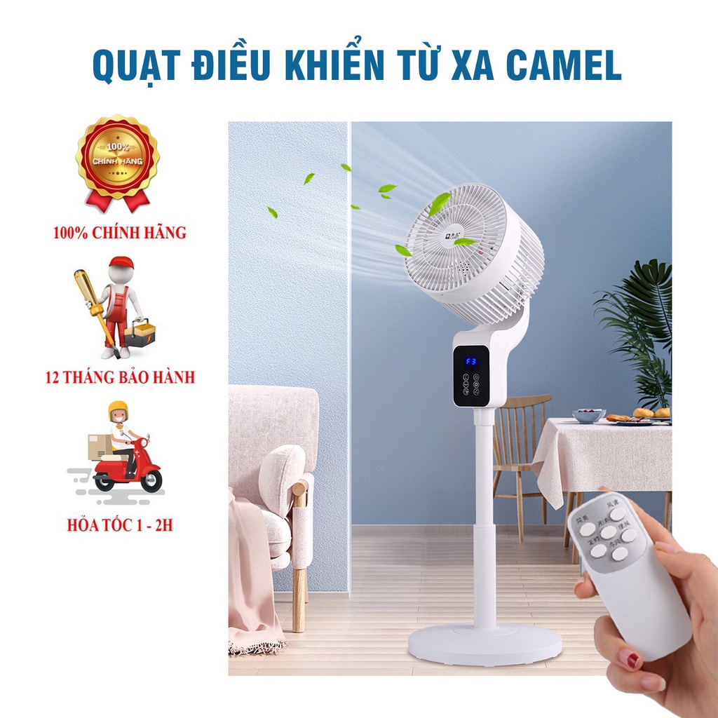 Quạt cây đứng Camel quay 360 độ, quạt lưu thông không khí điều khiển từ xa, màn hình cảm ứng, công suất 50W - BH 1 năm