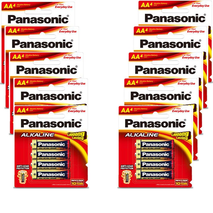 COMBO 10 VỈ PIN AA PANASONIC ALKALINE VỈ 4 VIÊN LR6T 4B