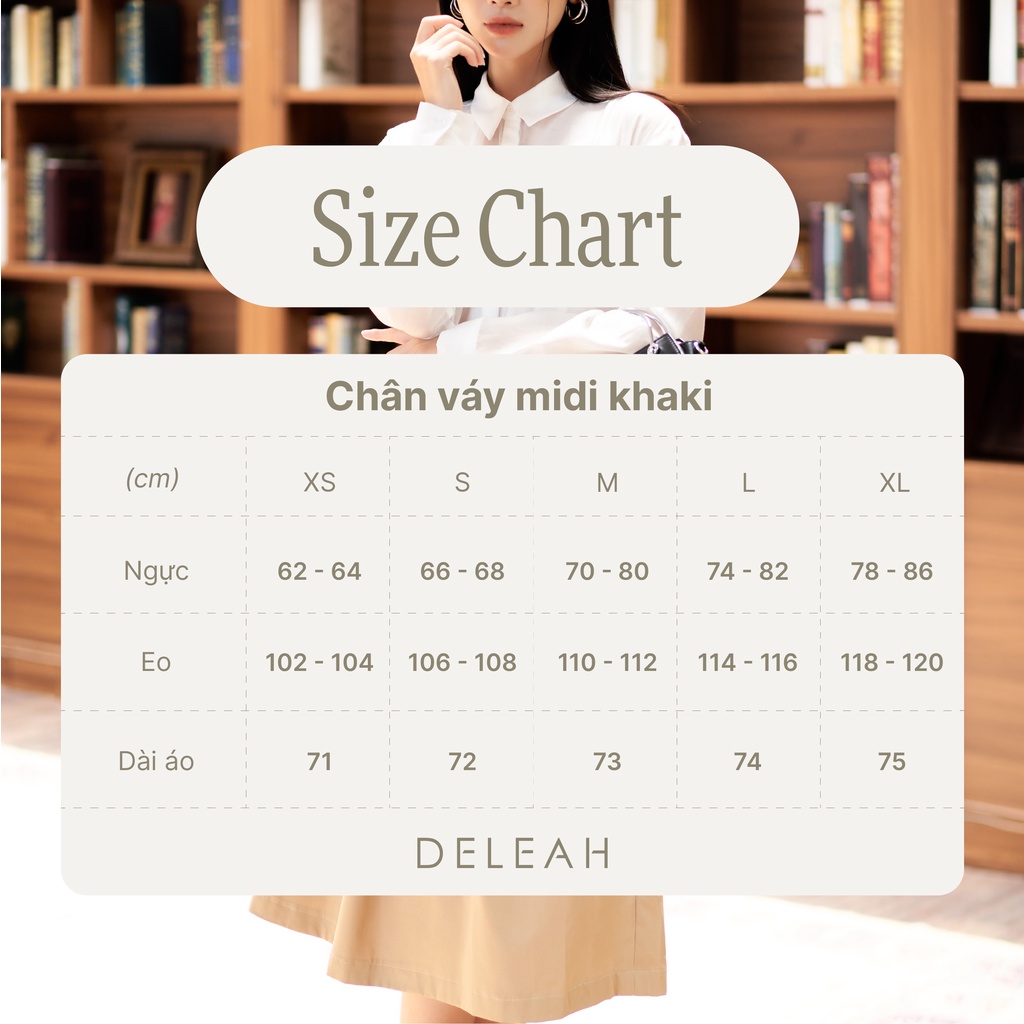 Set áo sơ mi cùng chân váy midi De Leah chất liệu kaki thiết kế xếp li nhẹ nhàng