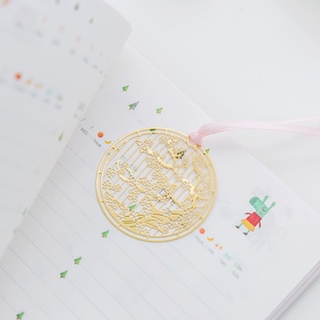 Kẹp sách Bookmark đánh dấu trang kim loại vàng tròn cổ trang