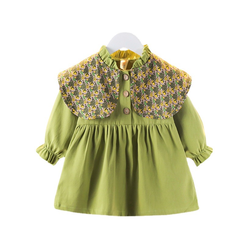 Đầm cho bé gái SMUMKIDS, Dán chữ A vải cotton, váy bé gái từ 1 tuổi
