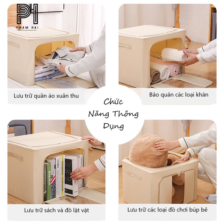 Hộp Đựng Quần Áo Hộp Vải Đựng Chăn Màn Khung Thép Lắp Ghép Đa Năng Tiện Lợi ComBo 2 Hộp Vải