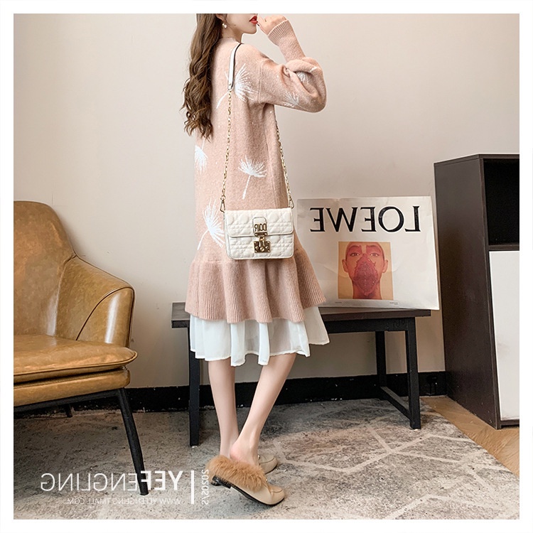 Váy Bầu Đầm Bầu LEN, Váy Len Bầu Thu Đông Dáng Dài Hàng QUẢNG CHÂU CAO CẤP Phong Cách Ulzzang Hàn Quốc