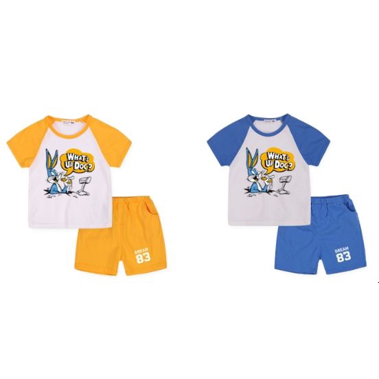 Set Áo Thun 100% Cotton 6 Màu &amp; Quần Short Cho Bé