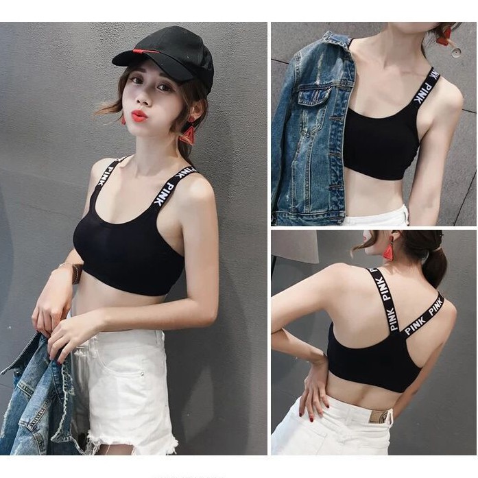 Áo tập gym thể thao co giãn áo màu đen dây in LOVE 3307 2E05