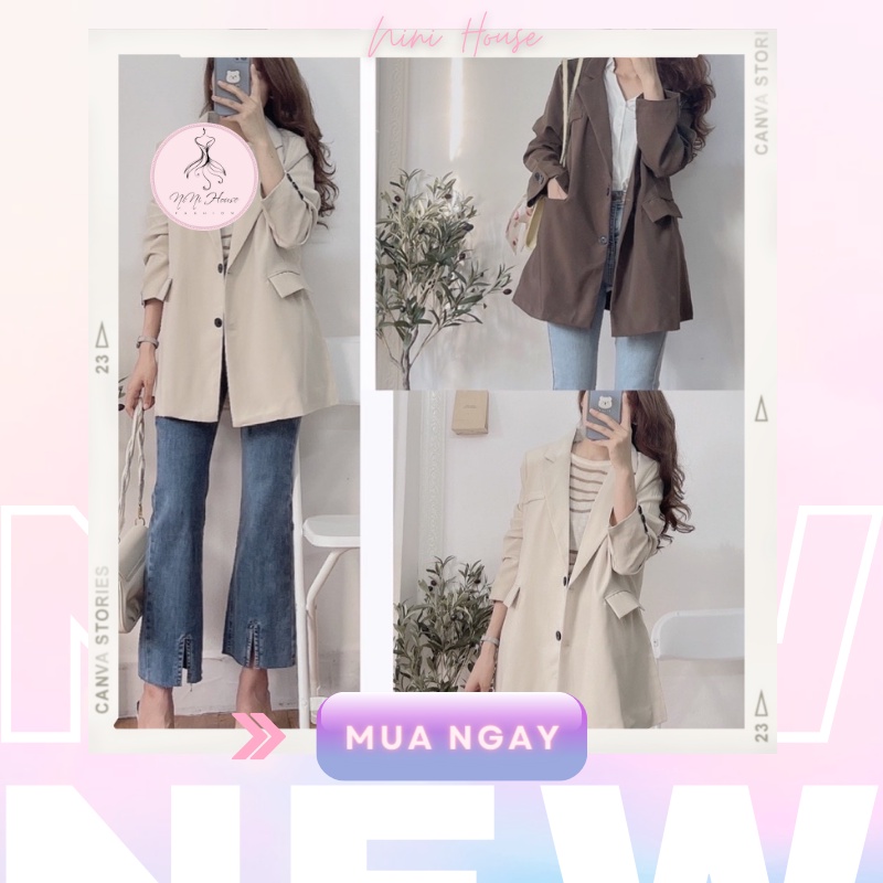 Áo blazer dài tay - Áo blazer 2 lớp dày dặn trơn - Áo vest Hàn Quốc