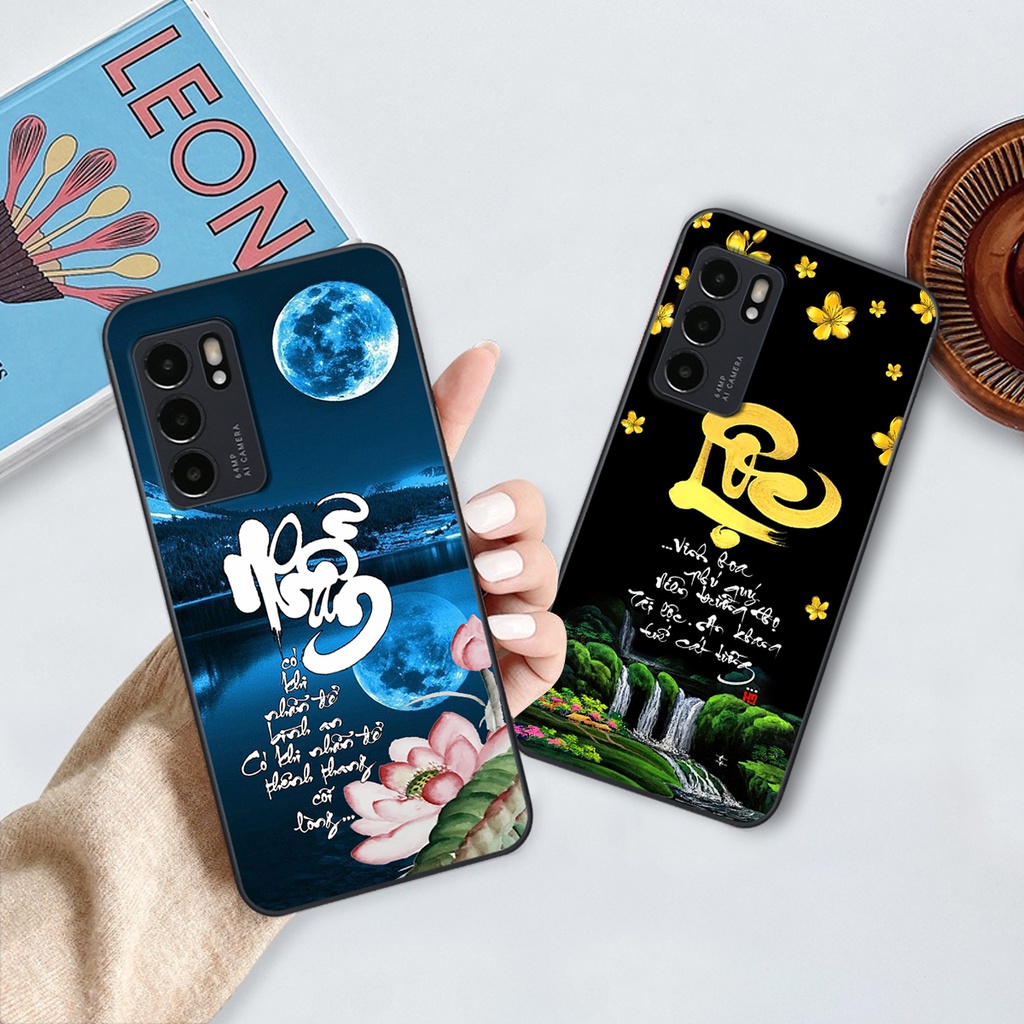 Ốp lưng Oppo Reno 6 / Reno 6Z 5G in hình cha mẹ - vợ chồng- chữ thư pháp Tâm, nhẫn, phúc lộc thọ cực đẹp và ý nghĩa