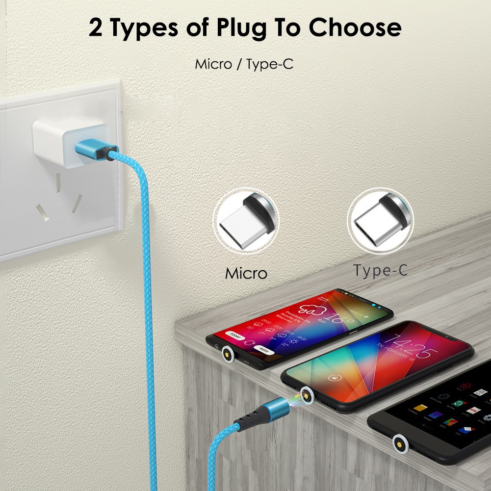 Cáp sạc nhanh nam châm 5A cổng Micro USB Type-C cho điện thoại