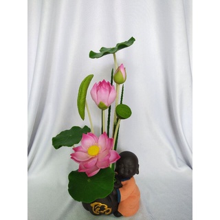 Chậu chú tiểu mẫu hoa sen cao 29cm