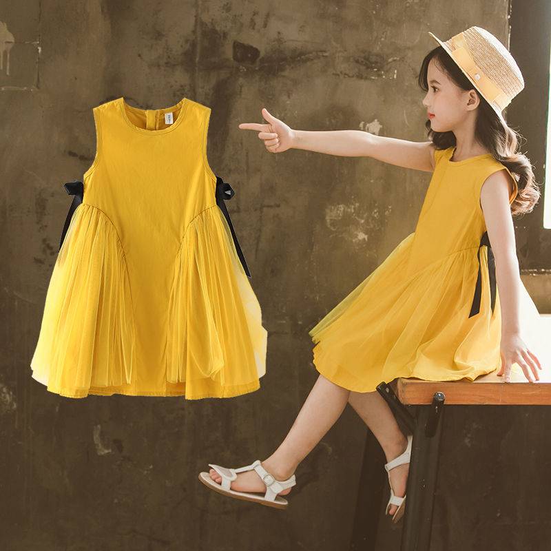 Đầm không tay phối lưới thời trang công chúa cho bé gái