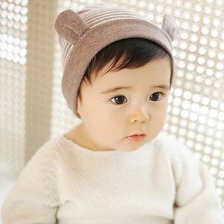 Mũ Trùm Đầu Che Nắng Chất Liệu Cotton Hoạ Tiết Kẻ Sọc Cho Em Bé Sơ Sinh