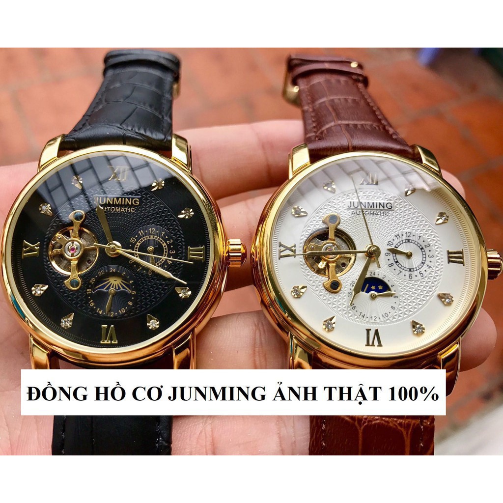 ĐỒNG HỒ CƠ NAM AUTOMATIC CHÍNH HÃNG JUNMING DÂY DA CAO CẤP TẶNG KÈM VÒNG ĐEO TAY TỲ HƯU (ẢNH THẬT 100%) | WebRaoVat - webraovat.net.vn