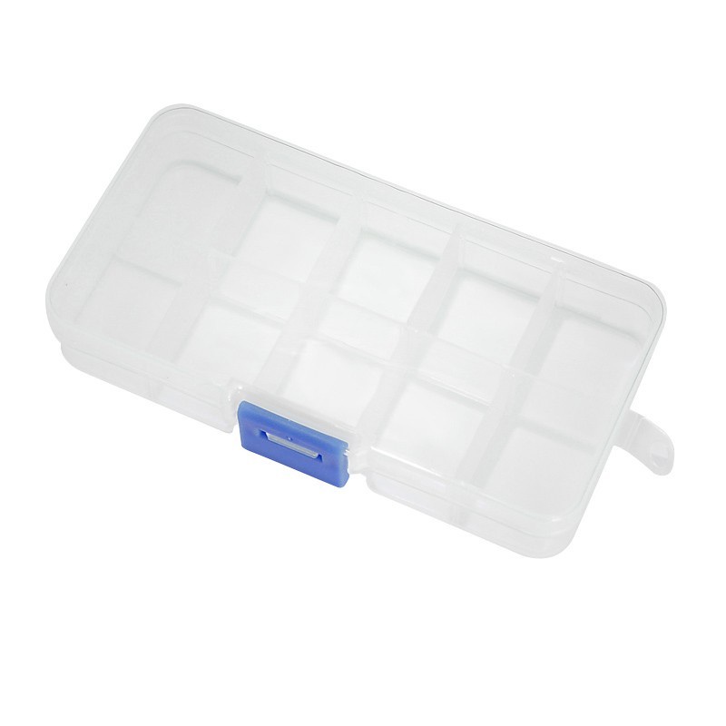 Hộp Nhựa Trong Suốt 10 Ngăn Đựng Trang Sức Tiện Dụng