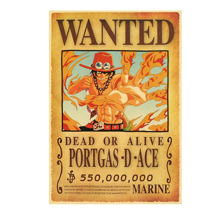 Poster One Piece Luffy Zoro Sanji Nami Robin Chopper Fanky hình nhân vật truy nã