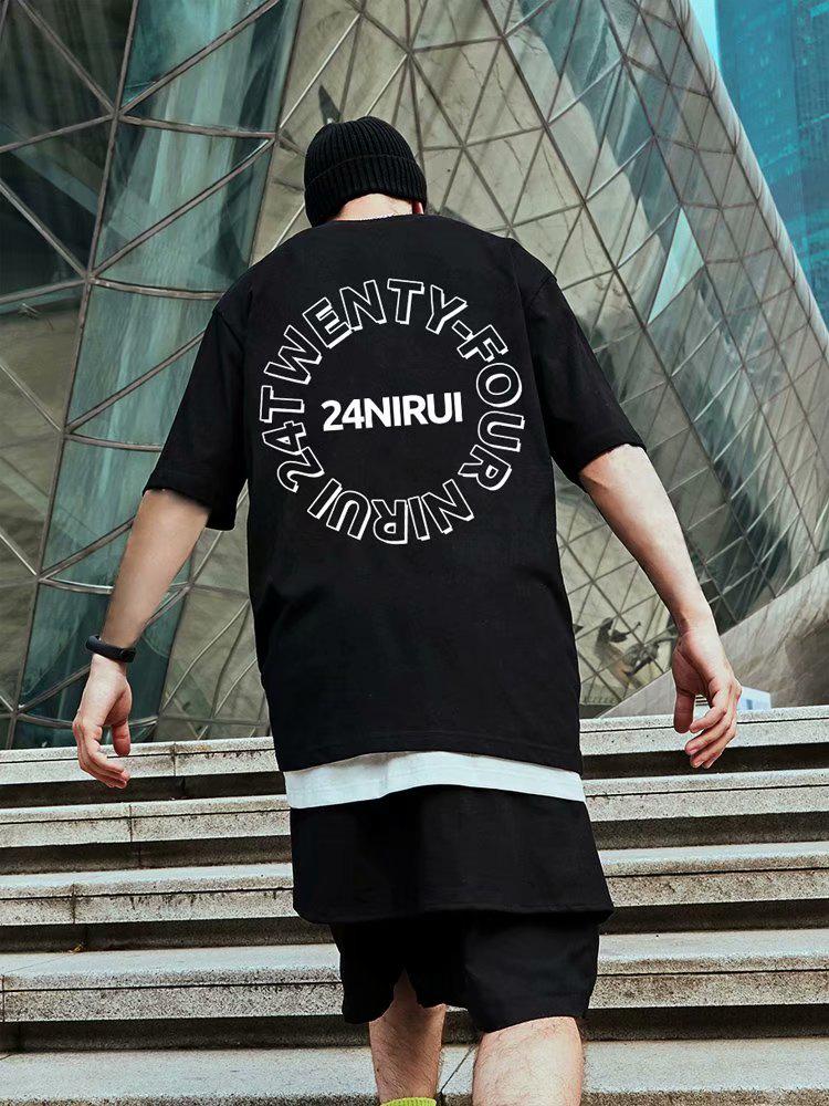 [cotton s-8xl] short sleeve letter printed T-shirt oversized European and American style 5-sleeve trend men's and women's casual T-shirt hip hop loose short sleeve