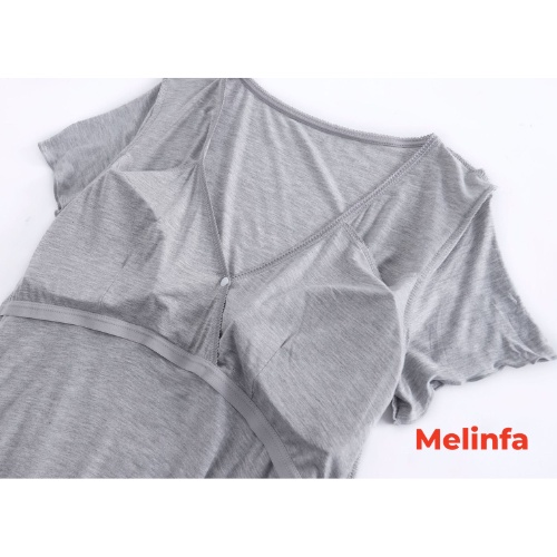 Váy đầm ngủ ngắn tay cổ V đệm ngực vải Viscose mềm mại thoáng mát mặc nhà mùa hè mã VAV0286