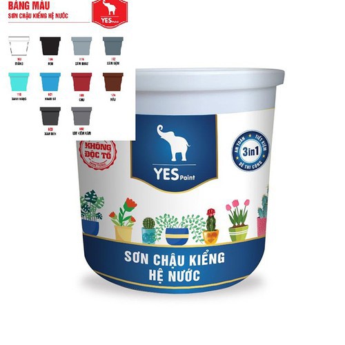 (nhiều màu theo nhà SX) Sơn chậu kiểng hệ nước ngoài trời YES PAINT Lon 1Kg