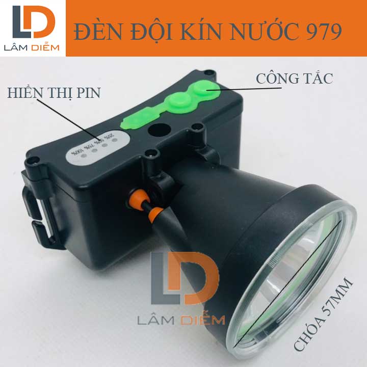 Đèn pin đeo đầu pin sạc hiển thị phần trăm pin siêu sáng kín nước 419-979